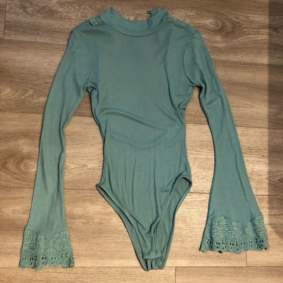 Free People Tops - Free People Open-back Body Suit w/ Bell Sleeves